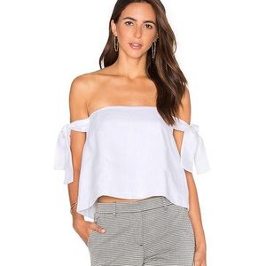 SIR the label Off Shoulder White Top 100% Linen